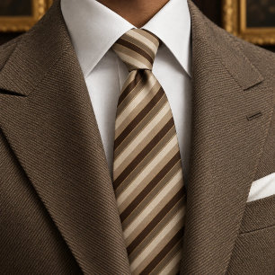 Altes Geld Taupe Schokoladen-Creme-Diagonalstreife Krawatte