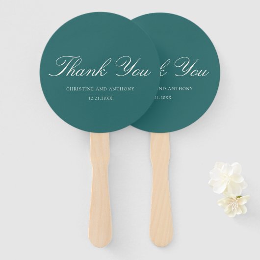 Altes Geld Teal Klassische Hochzeit Fächer (Vorne und Hinten)