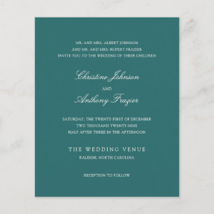 Altes Geld Teal Klassische Hochzeitseinladung Flyer