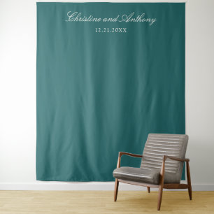 Altes Geld Teal Klassischer Hochzeitshintergrund Wandteppich