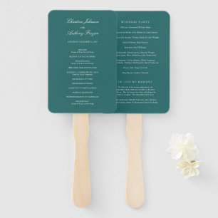 Altes Geld Teal Klassisches Hochzeitsprogramm Fächer