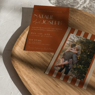 Altes Geld Verbranntes Orange Gold Foto Hochzeit Einladung