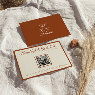 Altes Geld Verbranntes Orange QR Fancy Code Hochze RSVP Karte