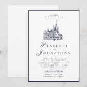 Altes Geld Vintage-Schloss Name-Script Hochzeit Einladung (Vorne/Hinten)