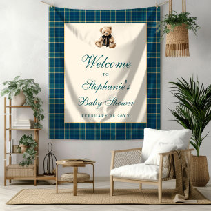 Altes Geld Vintage Teddybär Babyparty Hintergrund Wandteppich