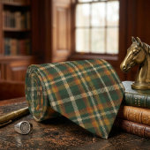 Altes Geld Waldgrün Rostorange Tartan Karo Krawatte