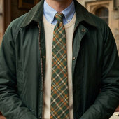 Altes Geld Waldgrün Rostorange Tartan Karo Krawatte