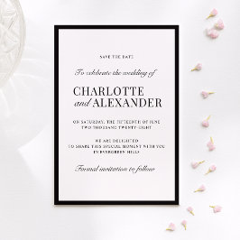 Altes Geld, weißlich, gerahmt Save the Date Einladung