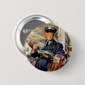Altes Geschäft, Briefträger liefert Post Briefe Button (Vorne & Hinten)