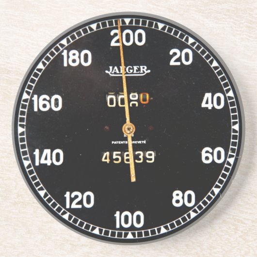 Altes Geschwindigkeitsmessermessgerät von einem Getränkeuntersetzer (Vorne)