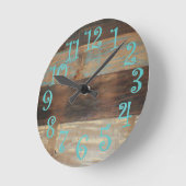 Altes gestörtes blaues Holz Runde Wanduhr (Winkel)