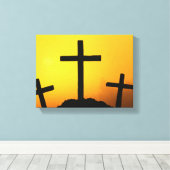 Altes, gewölbtes Holzkreuz auf dem Hügel Calvary b Leinwanddruck (Insitu (Holzboden))