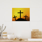 Altes, gewölbtes Holzkreuz auf dem Hügel Calvary b Poster (Küche)