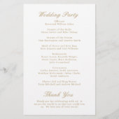 Altes Gold Geld Elegantes Hochzeitsprogramm (Hinten)