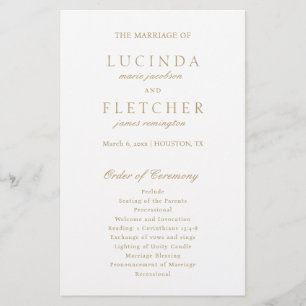 Altes Gold Geld Elegantes Hochzeitsprogramm