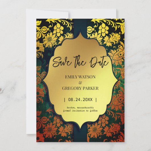 Altes Gold im antiken Rahmen Save the Date (Vorderseite)