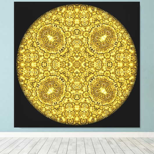 "Altes Gold" Mandala Leinwanddruck (Insitu (Holzboden))