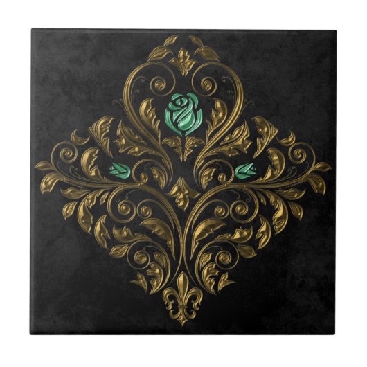 Altes Gold Smaragd Fliese (Vorderseite)