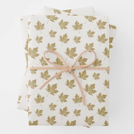 Altes goldenes Ahornleaf-Muster. Geschenkpapier Set (Beispiel)