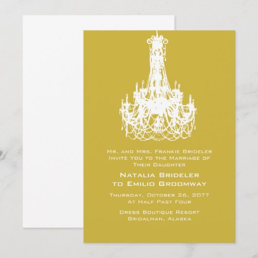 Altes goldenes, feines Single Einladung (Vorne/Hinten)