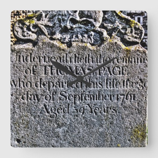 Altes Grab Quadratische Wanduhr (Vorderseite)