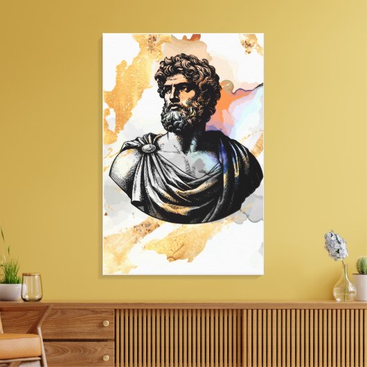 Altes griechisches Menschenportrait, umgeben von g Leinwanddruck (Insitu (Wohnzimmer))