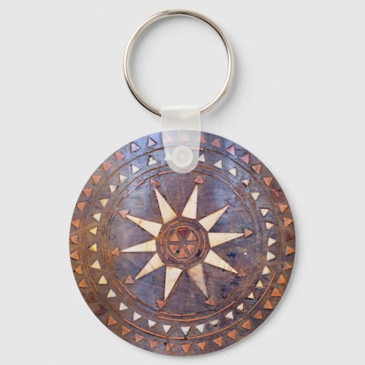 altes griechisches Symbol aus Holz, ethnische Sonn Schlüsselanhänger (Vorderseite)