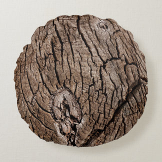 Altes grunge dunkeltextiler Holzboden, Die su Rundes Kissen