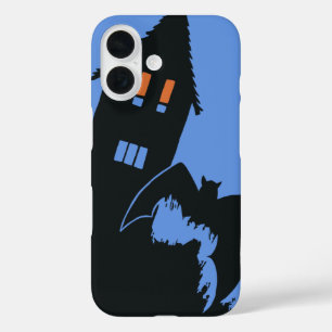 Altes Halloween, gruseliges Spukhaus und Hexe iPhone 16 Hülle
