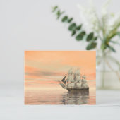 Altes Handelsschiff auf dem Ozean - 3D rendern Postkarte (Stehend Vorderseite)