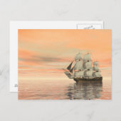 Altes Handelsschiff auf dem Ozean - 3D rendern Postkarte (Vorne/Hinten)
