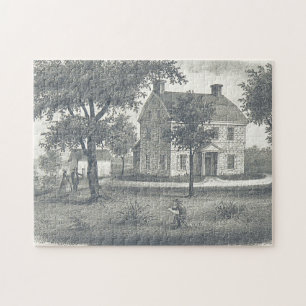 Altes Haus, Bäume, Rasen Puzzle
