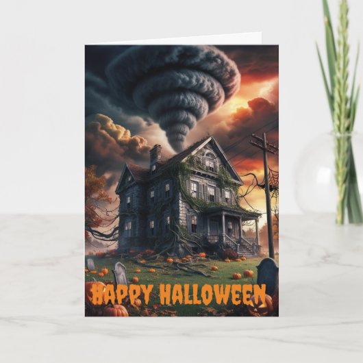 altes Haus in tornado halloween Karte (Vorderseite)