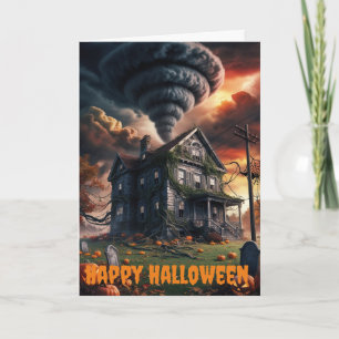 altes Haus in tornado halloween Karte