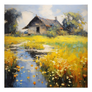 Altes Haus Landschaft Impressionismus Fotodruck