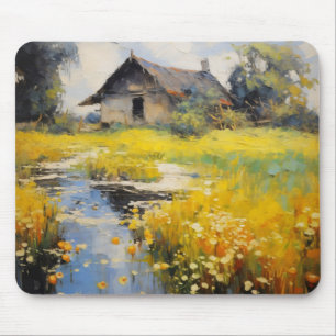 Altes Haus Landschaft Impressionismus Mousepad