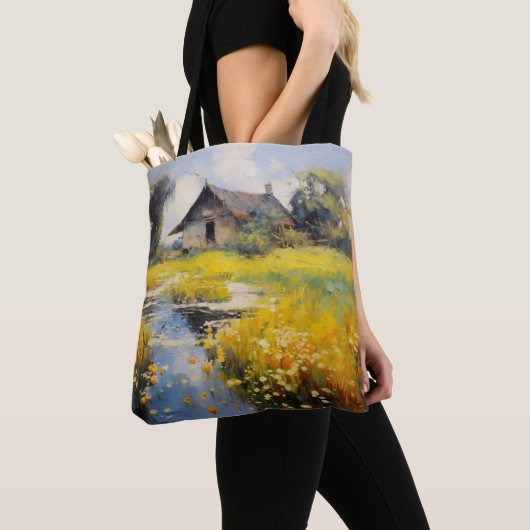 Altes Haus Landschaft Impressionismus Tasche (Von Nahem)