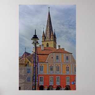 Altes Haus nahe der Evangelischen Kathedrale Sibiu Poster