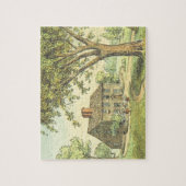 Altes Haus und Baum-Szene Vintag aussehen Puzzle (Vertikal)