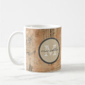 Altes heftiges Vintages Zeitungs-Monogramm Kaffeetasse (Links)