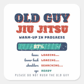 Altes-Herren-Jiu-Jitsu-Aufwärm-Comedy-BJJ-Aufklebe Quadratischer Aufkleber