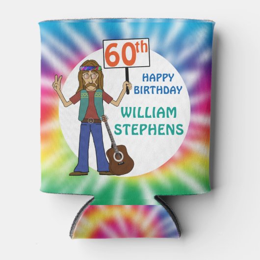 Altes Hippie Hippy Gefärbte Krawatte 60. Geburtsta Dosenkühler (Vorderseite)