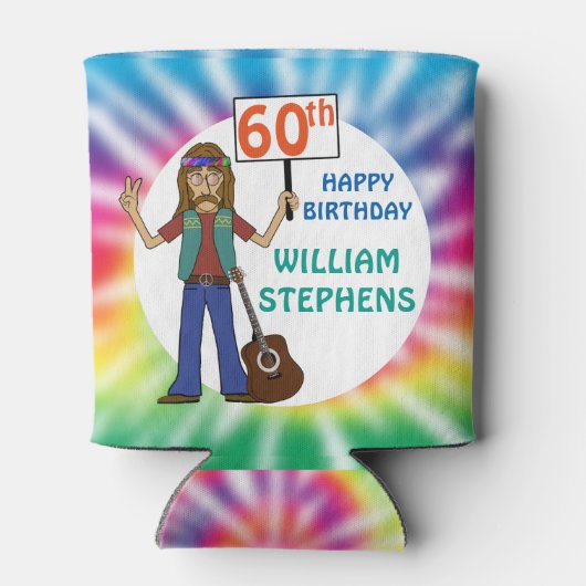 Altes Hippie Hippy Gefärbte Krawatte 60. Geburtsta Dosenkühler (Rückseite)