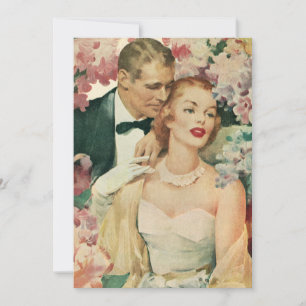 Altes Hochzeitsporträt, Retro-Braut und Bräutigam Einladung