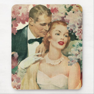 Altes Hochzeitsporträt, Retro-Braut und Bräutigam Mousepad