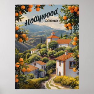 Altes Hollywood Kalifornien: Orangenhaine warten Poster