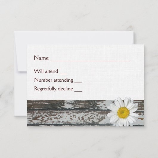 Altes Holz Daisy UAWG mit Umschlag RSVP Karte (Rückseite)