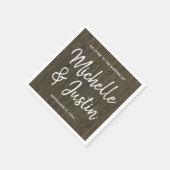 Altes Holz Hochzeit Begrüßung Handgeschriebene Vor Serviette (Ecke)