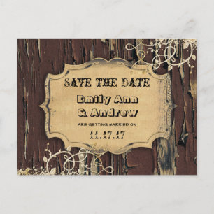 Altes Holz Land Chic Goldweine Save the Date Ankündigungspostkarte