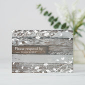 Altes Holz mit Umschlag - weiß RSVP Karte (Stehend Vorderseite)
